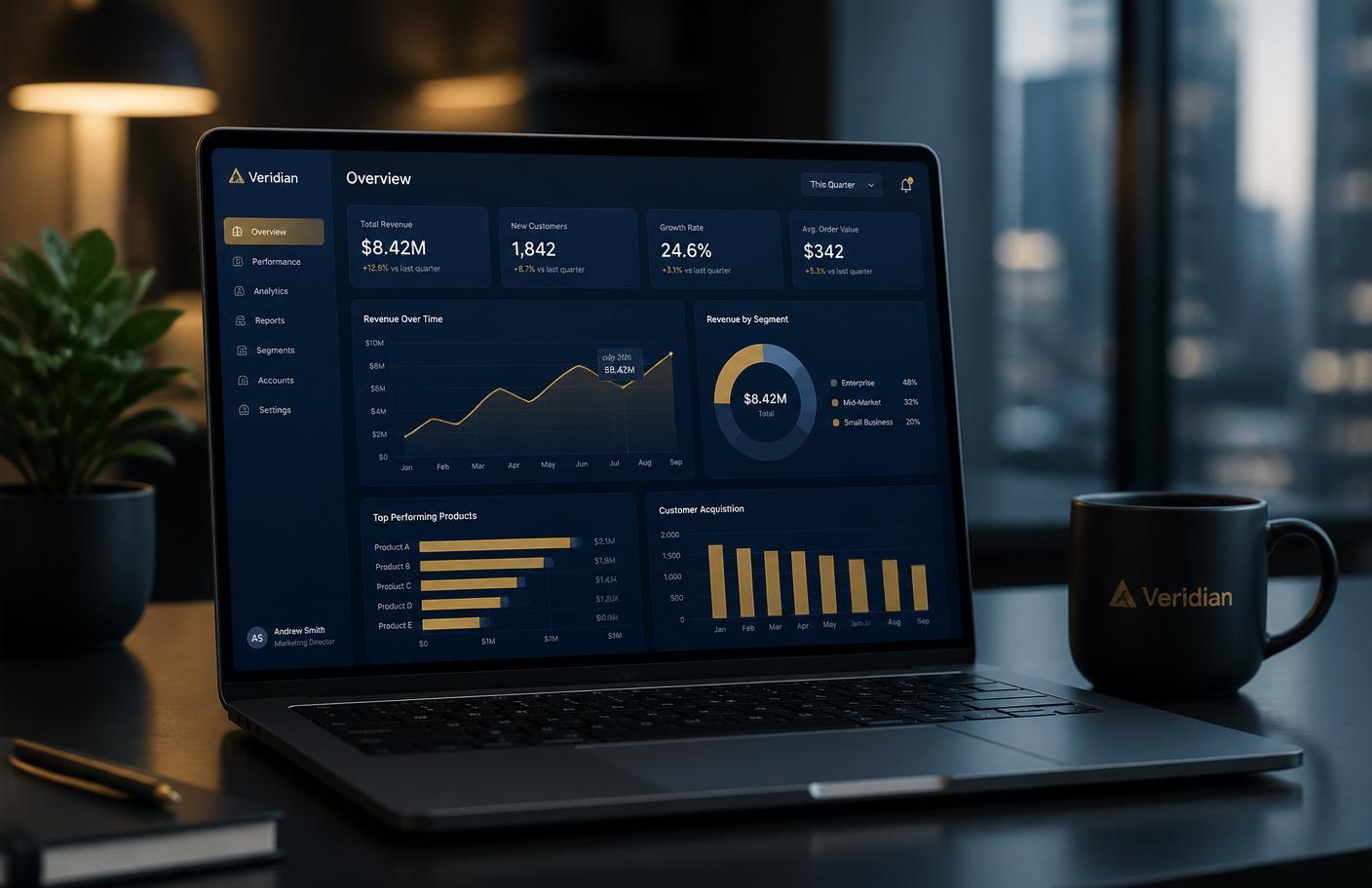 Analytics dashboard showing business growth